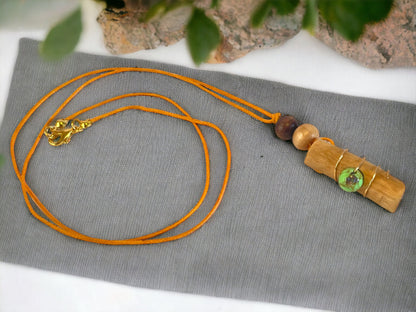 Hand-carved wooden necklace