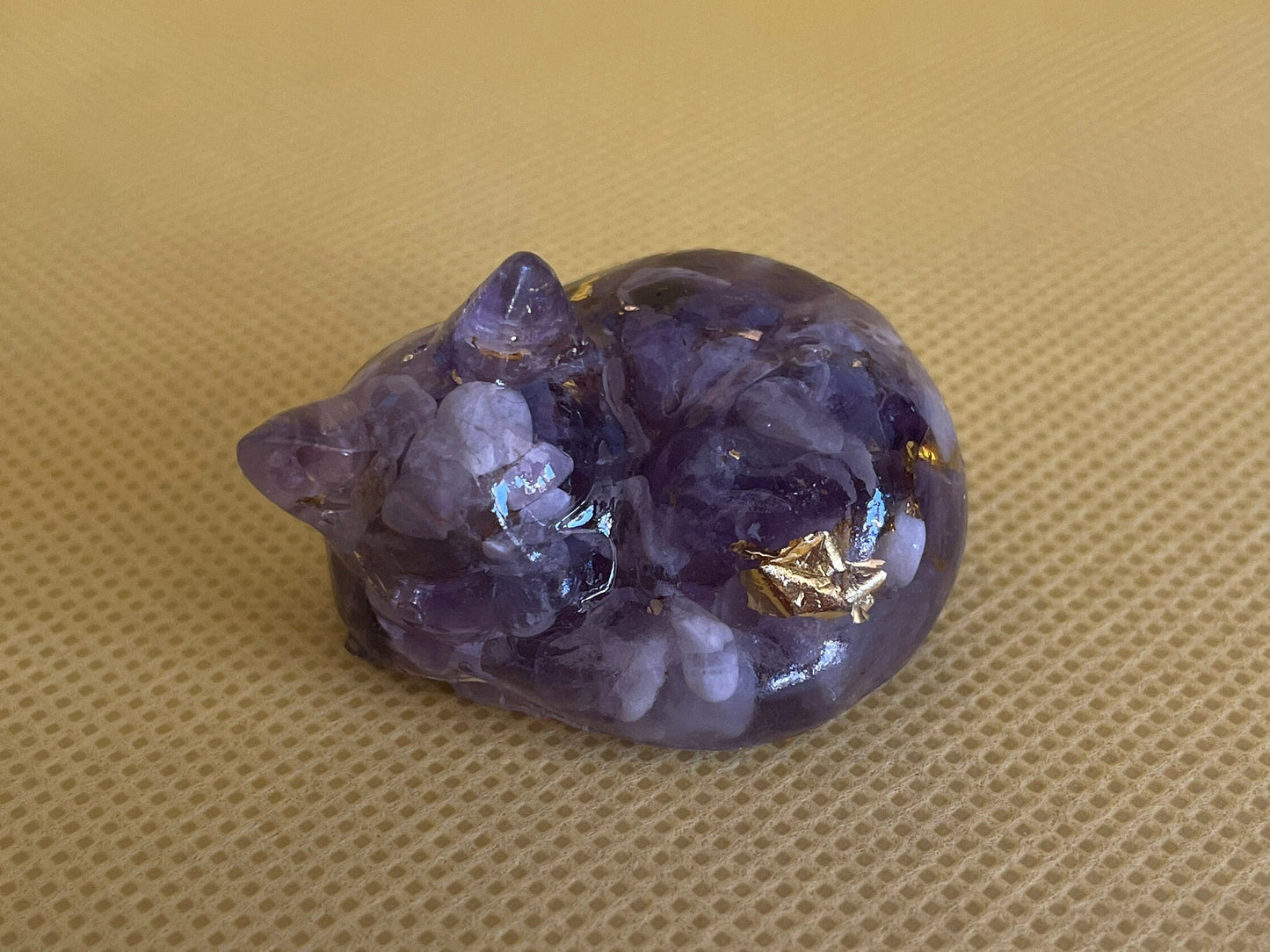 Crystal Resin Sleeping Cat Ornament