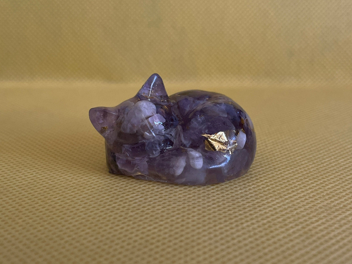 Crystal Resin Sleeping Cat Ornament